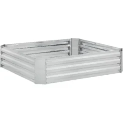 Relaxdays Carré Potager, Métal Galvanisé, Fleurs, Plantes Et Légumes, HxLxP : 30x120x90 cm, Jardinière D’extérieur, Gris