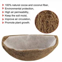 RHAFAYRE Pot De Cocotier Respectueux De L'Environnement, Pot De Fleurs Avec Noyau De Noix De Coco. Doublure En Non-Tissé Pour Pot De Fleurs Monté Au Mur. -Promos Jardin Noble Magasin 61101091 3