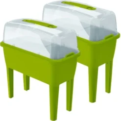 2 Unités De Potager Urbain Avec Serre De 52 Litres En Polypropylène 77 X 38 X 82 Cm Couleur Pistache.