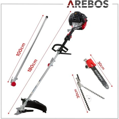 AREBOS Débroussailleuse à Essence Premium 5 En 1 3PS 52 CC Avec Manche Profilé Rembourré Avec Rallonge De 1 M Taille-haie Réglable 7 AREBOS Débroussailleuse à Essence Premium 5 En 1 3PS 52 CC Avec Manche Profilé Rembourré Avec Rallonge De 1 M Taille-haie Réglable – Image 5