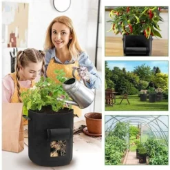 3 Sacs De Culture De Pommes De Terre, Sac De Plantation Jardin Tissu Non Tissé Avec Poignées Fenêtre Sac à Plantes Pour Patate Fraise Tomate Fleur Patios Jardin Balcons -Promos Jardin Noble Magasin 64148173 5