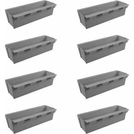 Lot De 8 Jardinières En Plastique Pour Palettes ARTECSIS Bacs à Fleurs Décoration Jardin 9x36.8x9.5cm - Rectangulaire - Gris Béton 3 Lot De 8 Jardinières En Plastique Pour Palettes ARTECSIS Bacs à Fleurs Décoration Jardin 9x36.8x9.5cm - Rectangulaire - Gris Béton