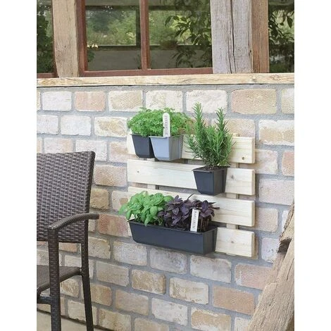 Lot De 8 Jardinières En Plastique Pour Palettes ARTECSIS Bacs à Fleurs Décoration Jardin 9x36.8x9.5cm - Rectangulaire - Gris Béton 5 Lot De 8 Jardinières En Plastique Pour Palettes ARTECSIS Bacs à Fleurs Décoration Jardin 9x36.8x9.5cm - Rectangulaire - Gris Béton – Image 3