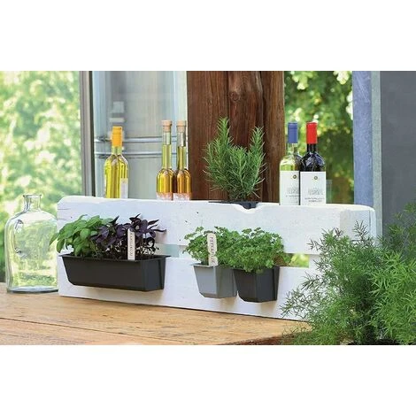 Lot De 8 Jardinières En Plastique Pour Palettes ARTECSIS Bacs à Fleurs Décoration Jardin 9x36.8x9.5cm - Rectangulaire - Gris Béton 7 Lot De 8 Jardinières En Plastique Pour Palettes ARTECSIS Bacs à Fleurs Décoration Jardin 9x36.8x9.5cm - Rectangulaire - Gris Béton – Image 5