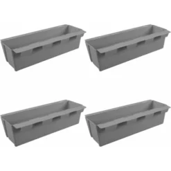 Lot De 4 Jardinières En Plastique Pour Palettes ARTECSIS Bacs à Fleurs Décoration Jardin 9x36.8x9.5cm - Rectangulaire - Gris Béton