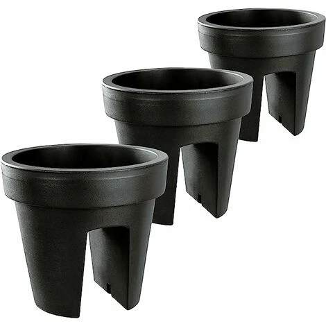 Lot De 3 Jardinières De Balcon 24,5 Cm – 12,3 Litres ARTECSIS- Balconniere Exterieur - Bac à Fleurs Ballustrade - Rond, Anthracite 3 Lot De 3 Jardinières De Balcon 24,5 Cm – 12,3 Litres ARTECSIS- Balconniere Exterieur - Bac à Fleurs Ballustrade - Rond, Anthracite