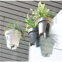 Lot De 2 Jardinières De Balcon 24,5 Cm – 12,3 Litres ARTECSIS- Balconniere Exterieur - Bac à Fleurs Ballustrade - Rond, Anthracite -Promos Jardin Noble Magasin 64884634 4