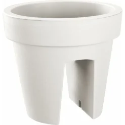Jardinière De Balcon 24,5 Cm – 12,3 Litres ARTECSIS- Balconniere Exterieur - Bac à Fleurs Ballustrade - Rond, Blanc