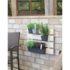 Lot De 6 Jardinières En Plastique Pour Palettes ARTECSIS Bacs à Fleurs Décoration Jardin 9x36.8x9.5cm - Rectangulaire - Gris Béton -Promos Jardin Noble Magasin 64884642 3