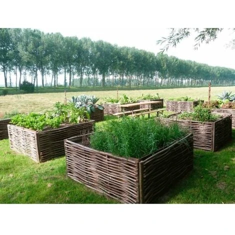 Carré Potager En Noisetier - Tressage Horizontal 70 X 70 X 30 Cm 3 Carré Potager En Noisetier - Tressage Horizontal 70 X 70 X 30 Cm