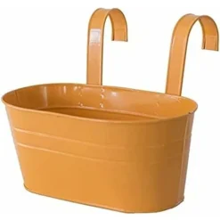 Pots De Fleurs Suspendus En Métal, Crochet Amovible, Balcon Ou Jardinière (27 X 21 X 14,5 Cm) Orange