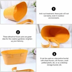 Pots De Fleurs Suspendus En Métal, Crochet Amovible, Balcon Ou Jardinière (27 X 21 X 14,5 Cm) Orange -Promos Jardin Noble Magasin 65502727 3