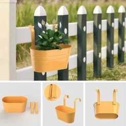 Pots De Fleurs Suspendus En Métal, Crochet Amovible, Balcon Ou Jardinière (27 X 21 X 14,5 Cm) Orange -Promos Jardin Noble Magasin 65502727 5