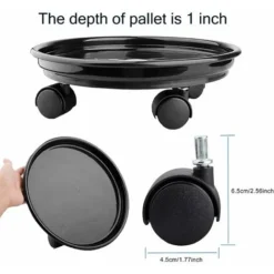 Lot De 2 Paniers à Plantes, Support Rond Pour Plantes En Pot De 30 Cm Sur Roulettes, Support Pour Pots De Fleurs Robuste Sur Roulettes, Chariot à Chariot, Plateau à Soucoupes Avec Roues Universelles -Promos Jardin Noble Magasin 65502990 3