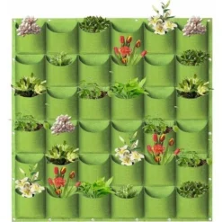 Sacs De Jardinière Suspendus, 36 Poches Suspendues Verticales Murales Pour Jardinière, Sacs De Culture, Jardinage Vertical Verdissant, Conteneur De Fleurs, Sacs De Rangement Pour Plantes (1 M × 1 M)