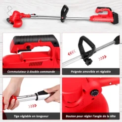 Débroussailleuse Sans Fil 21V - Coupe Bordures Avec Capot De Protection, 2 Batteries Et Chargeur Pour Jardin, Léger Et Facile -Promos Jardin Noble Magasin 65747146 4