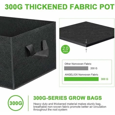 Lot De 4 Sacs De Culture De Plantes De 8 Gallons, Sacs De Culture Rectangulaires En Tissu Non Tissé Respirant, Résistants, épaissis, Aération Des Racines, Pots De Jardin Avec Poignées Pour Fleurs, Lég 4 Lot De 4 Sacs De Culture De Plantes De 8 Gallons, Sacs De Culture Rectangulaires En Tissu Non Tissé Respirant, Résistants, épaissis, Aération Des Racines, Pots De Jardin Avec Poignées Pour Fleurs, Lég – Image 2