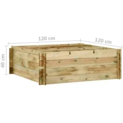 Jardinière Pour Légumes Bois De Pin Imprégné 120x120x40 Cm VidaXL -Promos Jardin Noble Magasin 7112551 3