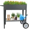 Jardinière Sur Pied Métal Pour Bac à Fleurs Mobile Potager De Surélevée Bac Jardinière Potagère (76x40x79 Cm)-Gris -Promos Jardin Noble Magasin 71554538 1