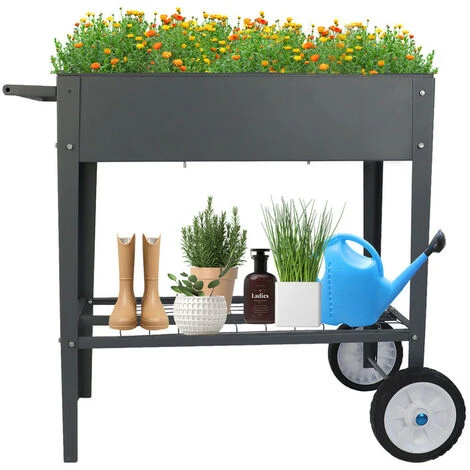 Jardinière Sur Pied Métal Pour Bac à Fleurs Mobile Potager De Surélevée Bac Jardinière Potagère (76x40x79 Cm)-Gris 3 Jardinière Sur Pied Métal Pour Bac à Fleurs Mobile Potager De Surélevée Bac Jardinière Potagère (76x40x79 Cm)-Gris