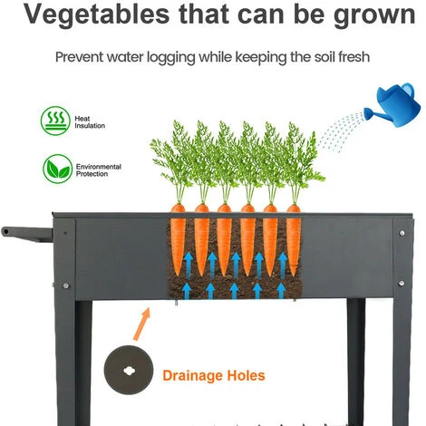 Jardinière Sur Pied Métal Pour Bac à Fleurs Mobile Potager De Surélevée Bac Jardinière Potagère (76x40x79 Cm)-Gris 4 Jardinière Sur Pied Métal Pour Bac à Fleurs Mobile Potager De Surélevée Bac Jardinière Potagère (76x40x79 Cm)-Gris – Image 2