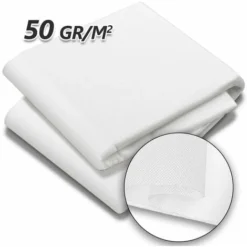 Voile D’hivernage En Polypropylème 50g/m² 1.5x20m Avec Piquets Blanc