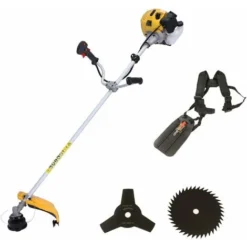 Débroussailleuse Thermique - 2-en-1 Fil Et Lame - 5200 W - Essence - 52 Cm³ - Jaune - MaxxGarden