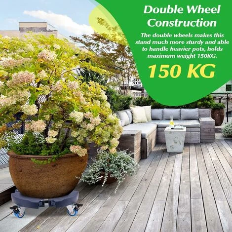 MINKUROW Porte Plante A Roulettes, Support Plante 40-58cm Réglable Pour Pot De Fleur Pied De Parasol, Plateau Roulant Pour Intérieur À Extérieur, Capacité De Charge 150 Kg 4 MINKUROW Porte Plante A Roulettes, Support Plante 40-58cm Réglable Pour Pot De Fleur Pied De Parasol, Plateau Roulant Pour Intérieur À Extérieur, Capacité De Charge 150 Kg – Image 2