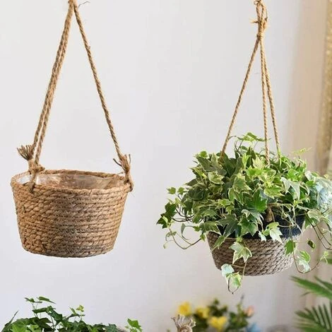 GP Pot De Fleurs à Suspendre En Corde De Jute - Panier Pliable En Jonc De Mer, Macramé - Pour Plantes Succulentes, Décoration Intérieure Ou Extérieure 6 GP Pot De Fleurs à Suspendre En Corde De Jute - Panier Pliable En Jonc De Mer, Macramé - Pour Plantes Succulentes, Décoration Intérieure Ou Extérieure – Image 4