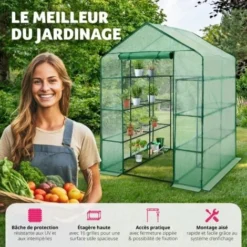 Serre De Jardin Souple 2,04 M² 143x143x195cm - Tente, Abri De Jardin, Serre De Jardinage -Promos Jardin Noble Magasin 7514191 4