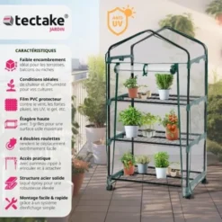 Serre De Balcon Avec 3 étagères 69x49x133cm - Tente, Abri De Jardin, Serre De Jardinage -Promos Jardin Noble Magasin 7514193 2