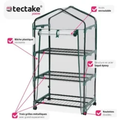 Serre De Balcon Avec 3 étagères 69x49x133cm - Tente, Abri De Jardin, Serre De Jardinage -Promos Jardin Noble Magasin 7514193 3