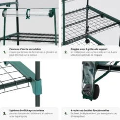 Serre De Balcon Avec 3 étagères 69x49x133cm - Tente, Abri De Jardin, Serre De Jardinage -Promos Jardin Noble Magasin 7514193 5