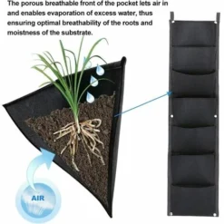 YIDOMDE Lot De 2 Sacs De Culture à Suspendre, Sacs Verticaux Avec 7 Poches, Pour Plantes Et Fleurs, Conviennent Pour Extérieur, Intérieur, Jardinage, Etc, Noir 9 YIDOMDE Lot De 2 Sacs De Culture à Suspendre, Sacs Verticaux Avec 7 Poches, Pour Plantes Et Fleurs, Conviennent Pour Extérieur, Intérieur, Jardinage, Etc, Noir -Promos Jardin Noble Magasin 75723567 3