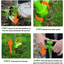 Extracteur De Mauvaises Herbes, Outil à Main De Désherbage Debout, Outil De Désherbage De Jardin à Long Manche De 39 Po Avec 3 Griffes En Acier Inoxydable, Pédale Et Ramasseur Robustes Pour Cour, Pelo -Promos Jardin Noble Magasin 76521994 3