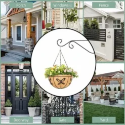 2 Pièces Panier De Fleurs à Suspendre En Métal, Panier De Fleurs à Suspendre En Fibre De Coco, Panier De Fleurs à Suspendre, Pour Plantes D'intérieur Et D'extérieur -Promos Jardin Noble Magasin 77575752 5