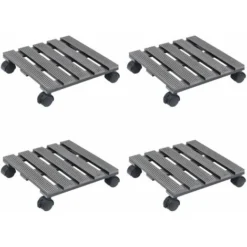 Lot De 4 Chariots à Plantes | Support Et Plateau Pour Jardinière Gris 30x30x7,5 Cm WPC 93076