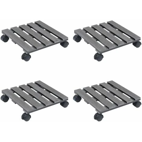 Lot De 4 Chariots à Plantes | Support Et Plateau Pour Jardinière Gris 30x30x7,5 Cm WPC 93076 3 Lot De 4 Chariots à Plantes | Support Et Plateau Pour Jardinière Gris 30x30x7,5 Cm WPC 93076
