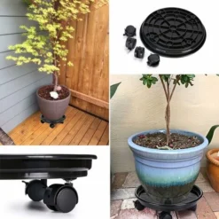 Support De Pot De Fleurs à Roues, Support Roulant Plantes, Support Pour Plante Avec Roue Universelle Pour Plantes D'intérieur Et D'extérieur, Capacité De Charge 60kg, Noir -Promos Jardin Noble Magasin 78025897 5
