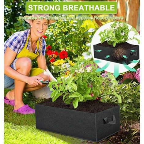 Sac De Plantation Rectangulaire En Feutre Noir 40 30 20cm, 3pcs 5 Sac De Plantation Rectangulaire En Feutre Noir 40 30 20cm, 3pcs – Image 3