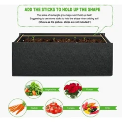 3 Pièces Rectangulaire Feutre Sac De Plantation Noir 50 30 20cm -Promos Jardin Noble Magasin 78045005 4