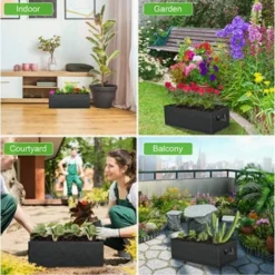 3 Pièces Rectangulaire Feutre Sac De Plantation Noir 50 30 20cm -Promos Jardin Noble Magasin 78045005 5