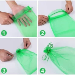 Sac Protection Fruits 100 Pièces, Sachet Protection Raisin 20x 30cm Jardin Sac Organza Avec Cordon Contre Guêpe Drosophile Scarabées Oiseaux (Vert)LO-Ron -Promos Jardin Noble Magasin 78831226 3