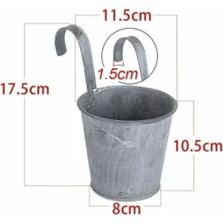 5pcs Pots De Fleurs à Suspendre En Fer Style Avec Crochets Anses Seau De Plante Pour Décoration Intérieur Extérieur De Maison Balcon Jardin Grille -Promos Jardin Noble Magasin 78950027 4