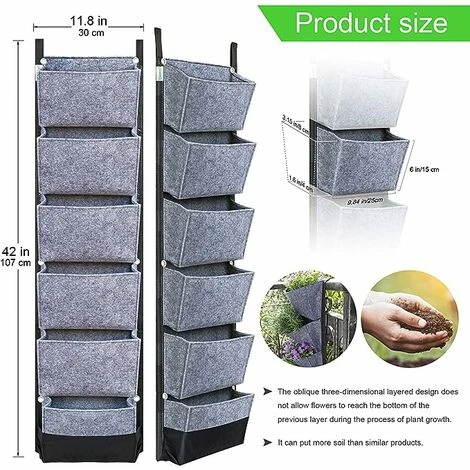 Sac à Plantes Suspendu à 6 Poches Support Mural En Feutre Sac à Plantes Sur Pied Nouveau Sac De Jardinière Amélioré Sac Plantation Suspendus Pour Bureau à Domicile Décoration Patio Balcon 4 Sac à Plantes Suspendu à 6 Poches Support Mural En Feutre Sac à Plantes Sur Pied Nouveau Sac De Jardinière Amélioré Sac Plantation Suspendus Pour Bureau à Domicile Décoration Patio Balcon – Image 2