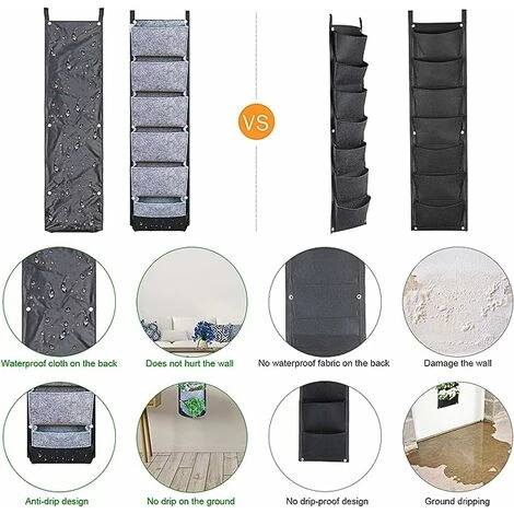 Sac à Plantes Suspendu à 6 Poches Support Mural En Feutre Sac à Plantes Sur Pied Nouveau Sac De Jardinière Amélioré Sac Plantation Suspendus Pour Bureau à Domicile Décoration Patio Balcon 6 Sac à Plantes Suspendu à 6 Poches Support Mural En Feutre Sac à Plantes Sur Pied Nouveau Sac De Jardinière Amélioré Sac Plantation Suspendus Pour Bureau à Domicile Décoration Patio Balcon – Image 4