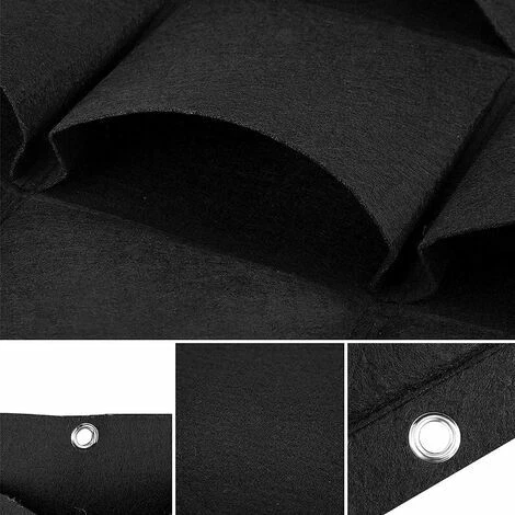 Sac De Plantation à Suspendre 18 Poches Pour Plantes Murales Verticales Pour Extérieur, Intérieur, Maison, Balcons, Cour – Noir 4 Sac De Plantation à Suspendre 18 Poches Pour Plantes Murales Verticales Pour Extérieur, Intérieur, Maison, Balcons, Cour – Noir – Image 2