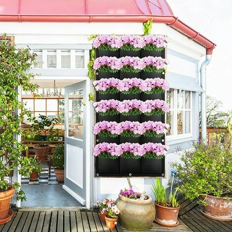 Sac De Plantation à Suspendre 18 Poches Pour Plantes Murales Verticales Pour Extérieur, Intérieur, Maison, Balcons, Cour – Noir 6 Sac De Plantation à Suspendre 18 Poches Pour Plantes Murales Verticales Pour Extérieur, Intérieur, Maison, Balcons, Cour – Noir – Image 4
