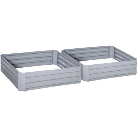 OUTSUNNY Lot De 2 Carrés Potager De Jardin Dim. 100L X 100l X 30H Cm Tôle D'acier Ondulée Gris 3 OUTSUNNY Lot De 2 Carrés Potager De Jardin Dim. 100L X 100l X 30H Cm Tôle D'acier Ondulée Gris