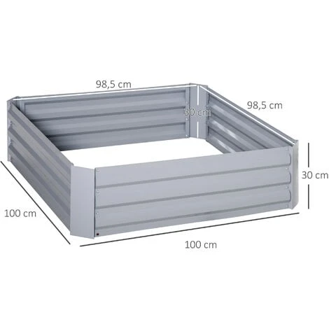 OUTSUNNY Lot De 2 Carrés Potager De Jardin Dim. 100L X 100l X 30H Cm Tôle D'acier Ondulée Gris 5 OUTSUNNY Lot De 2 Carrés Potager De Jardin Dim. 100L X 100l X 30H Cm Tôle D'acier Ondulée Gris – Image 3